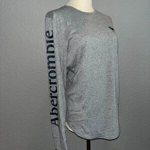 Y2K A&F ABERCROMBIE & FITCH SPELL OUT MOOSE LONG SLEEVE TEE - GRAY  ADULT SMALL